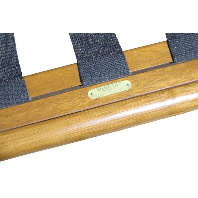 Vintage Pair of Organic Modern McGuire Twisted Bamboo Reclining Arm Chairs With Ottomans For Sale - Image 11 of 13