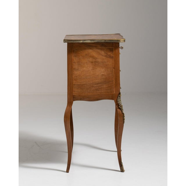 Brown 19th Century France Rich Walnut Brown Carved Walnut Petite Commode For Sale - Image 8 of 11