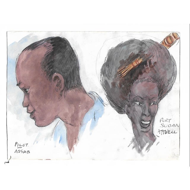 Portraiture Ivy Attwell African Portraits Double Sided Watercolor For Sale - Image 3 of 3