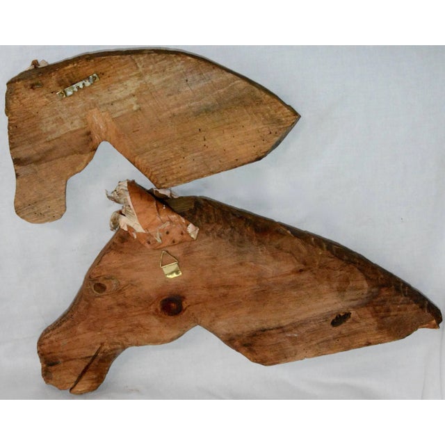 Folk Art Folk Artist John B. Wikoff, Pair of Cedar Horse Sculptures For Sale - Image 3 of 6
