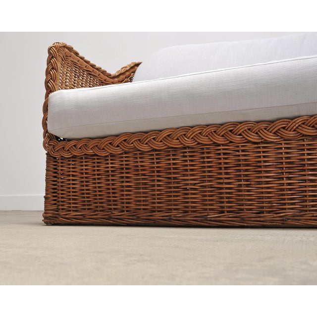 Pair of Michael Taylor Style Organic Modern Wicker Rattan Sofas For Sale - Image 11 of 18