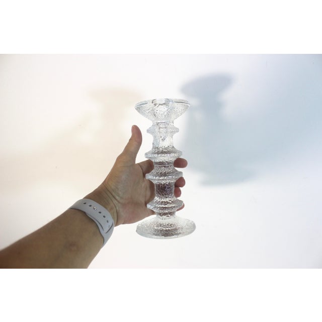 Glass 1960s Iittala Festivo Four Ring Glass Candle Holder by Timo Sarpaneva Finland, Danish Modern Brutalist Style Mid Century Modern MCM For Sale - Image 7 of 7