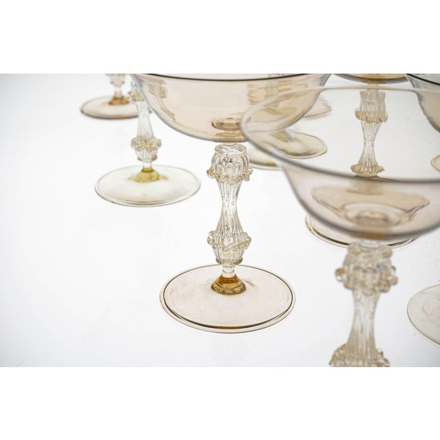 1950s Champagne Glasses in Gold and Smoke from Cenedese, 1950s, Set of 12 For Sale - Image 5 of 18