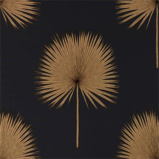 Sanderson Fan Palm Wallpaper in Charcoal/Gold For Sale