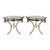 Pair of Mid Century Round Brass and Glass Tables With Bird Motif For Sale