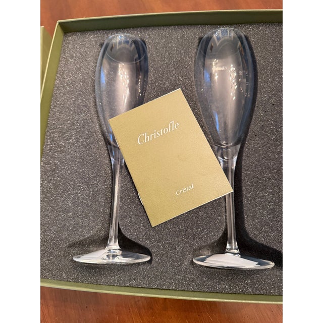 Modern Christofle Albi Coffret Cadeau 2 Flutes with Gift Box For Sale - Image 10 of 11