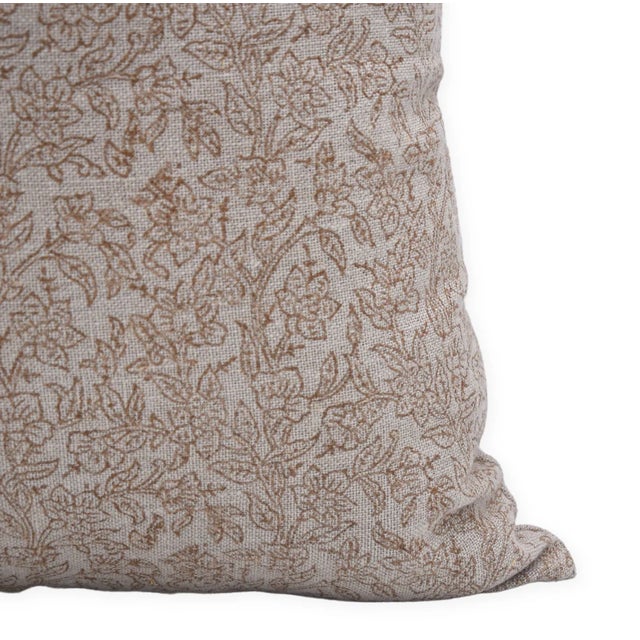 Block Print Custom Pillow Cover 24x24 Inch- Thick Linen - Vishv Jaal For Sale - Image 4 of 5