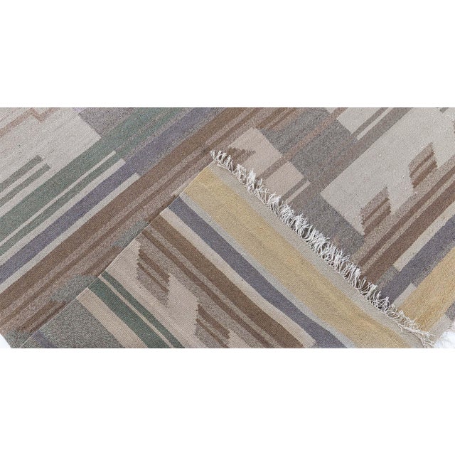 Textile Doris Leslie Blau Scandinavian Art Deco Vintage Abstract Beige Flatweave Carpet For Sale - Image 7 of 7