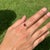 Asian Modern Ruby & Marquise Diamond Three-Stone Bezel Set Ring 14k Yellow Gold Size 9 For Sale - Image 3 of 16