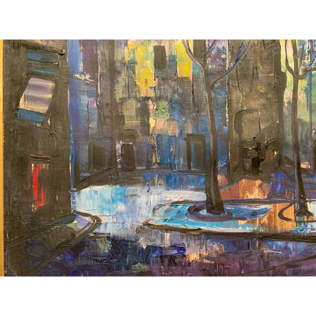 “Cityscape” Large 1950s Vintage Oil on Canvas by Bert Hildebrandt For Sale - Image 4 of 6
