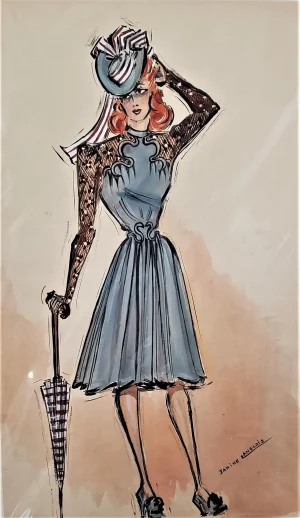 Matted Large Mid-Century French Couture Sport Fashion Design