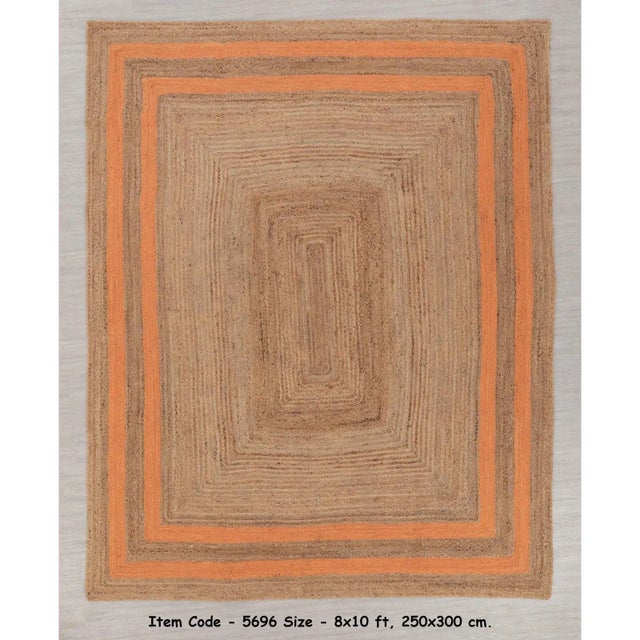 Orange Border Rectangle Jute Handmade Rug 2.6'x6' Ft. For Sale - Image 11 of 13