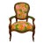 Early 1900s Victorian Wooden Armchair Upholstered in Vintage Colorful Groovy Print Fabric and Green Velvet For Sale