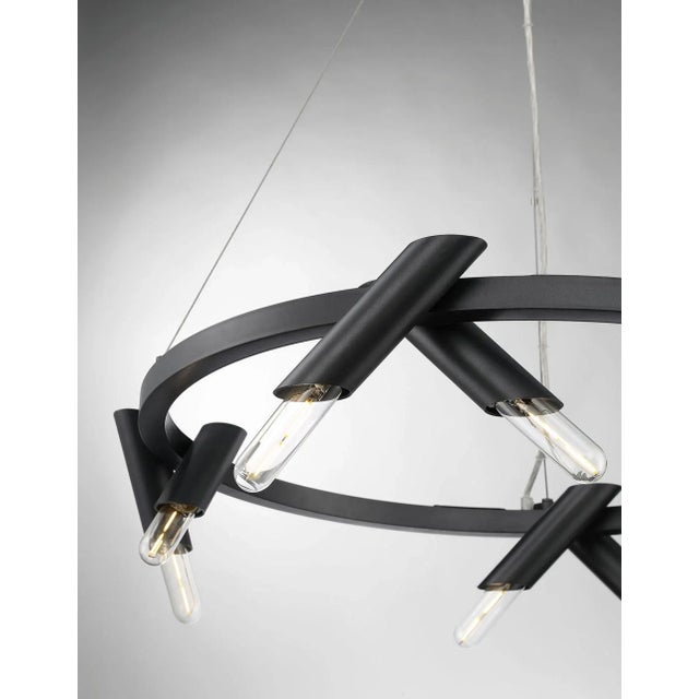 2020s Pipeline 8-Light Unique Modern Wagon Wheel Chandelier For Sale - Image 5 of 8