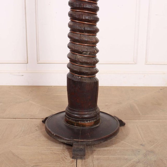 Fantastic 19th C French twisted floor standard oak lamp. 1890 This piece is designed in the style of the selected designer...