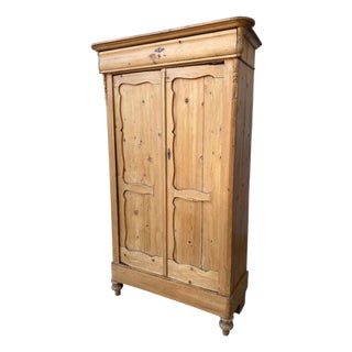 Antique Mid 1800s Biedermeier Style Bleached Pine Maid's Cupboard Sideboard Wardrobe For Sale