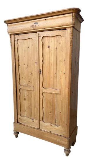 Antique Mid 1800s Biedermeier Style Bleached Pine Maid's Cupboard Sideboard Wardrobe