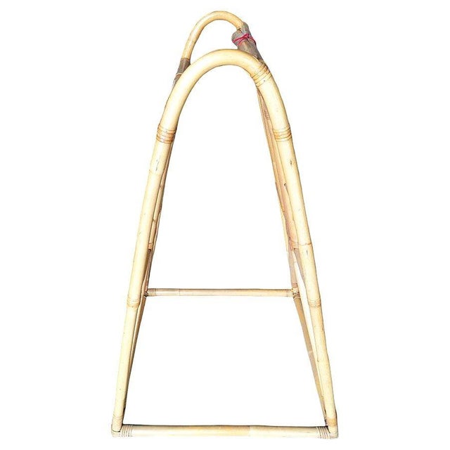 Wood Restored 1938 Art Deco Arched Rattan & Wicker Fabric Display Rack For Sale - Image 7 of 10