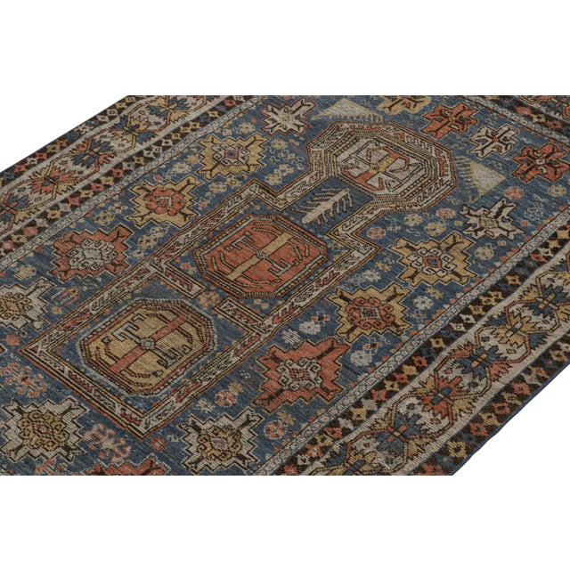 Rug & Kilim Rug & Kilim’s Tribal Style Rug in Blue, With Red and Gold Geometric Patterns For Sale - Image 4 of 7