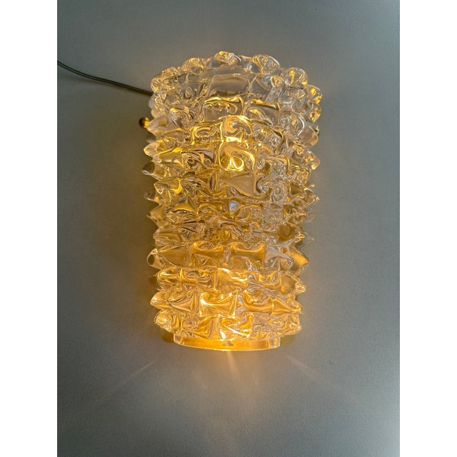 A Pair Barovier Style Art Deco Rostrato Clear Italian Murano Glass Wall Sconces For Sale - Image 16 of 16