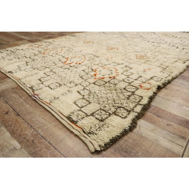 Beige Mid 20th Century Mid 20th Century Vintage Beni Ourain Moroccan Rug 06'05 X 11'00 For Sale - Image 8 of 10