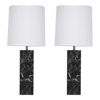 Nessen Studio Marble Table Lamps in Black Marble For Sale