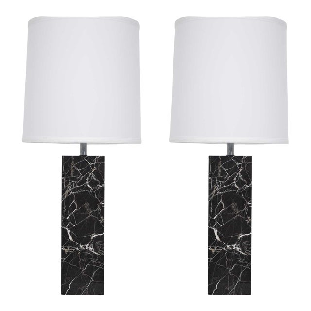 Nessen Studio Marble Table Lamps in Black Marble For Sale