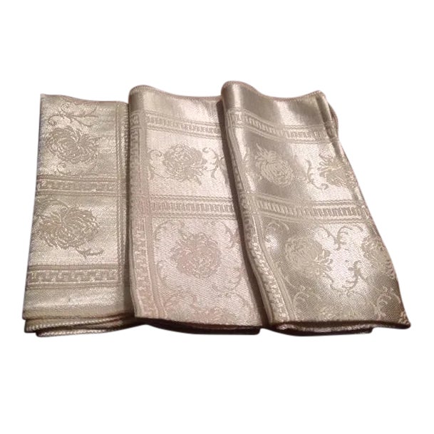 Vintage Floral Damask Napkins - Set of 3 For Sale