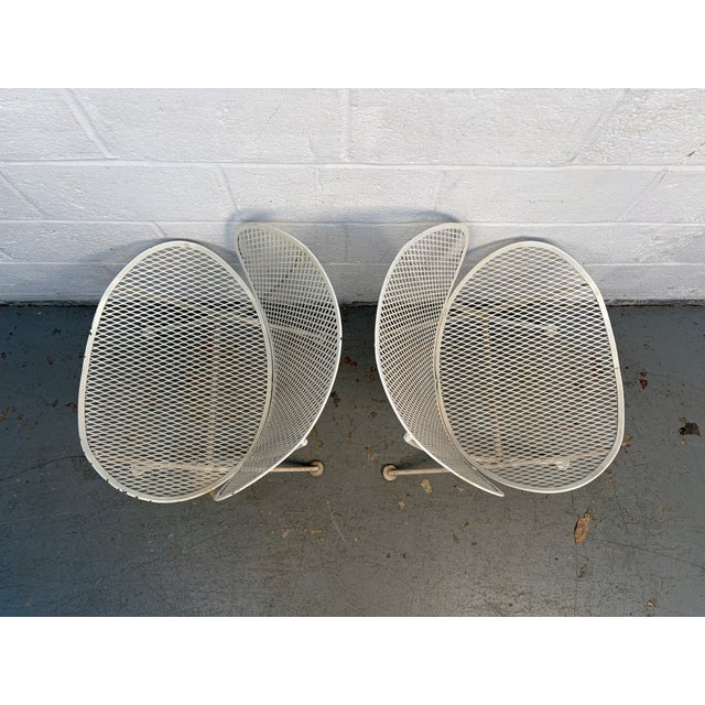 White Mid 20th Century Pair of Italian White Metal Clamshell Outdoor Chairs by Tempestini, Attributed For Sale - Image 8 of 14