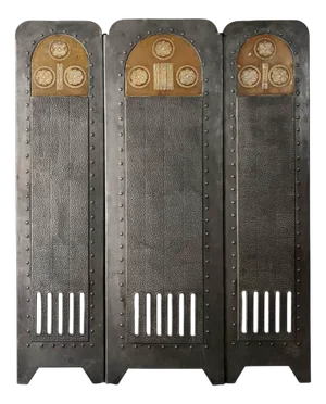 Vienna Secession Decorative Steel Fire Screen with 3 Folding Panels, Austria, 1900s
