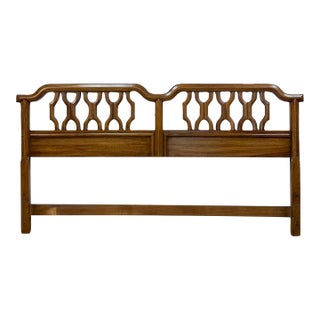 MCM Thomasville King Headboard Walnut Curved Vintage Mid Century Modern For Sale