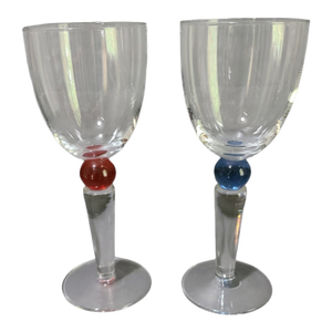 Vintage Art Glass Mid-Century Danish Modern Water Glasses Goblets- a Pair