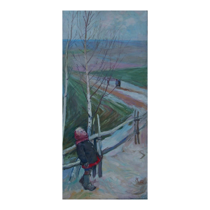 Vintage Soviet Child Portrait, Original Oil Painting, Ukrainian Art, 55-119