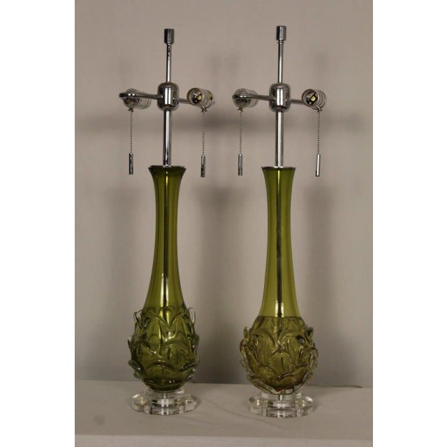 Late 20th Century Scallop Murano Table Lamps - a Pair For Sale - Image 11 of 11
