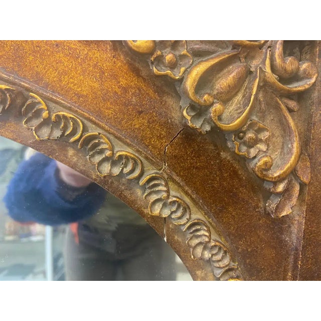 French Rococo Style Hand Carved Gilded Mirror For Sale - Image 10 of 12