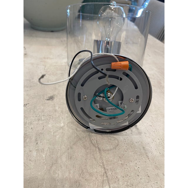 Metal Pair of Glass & Chrome Wall Sconces For Sale - Image 7 of 7