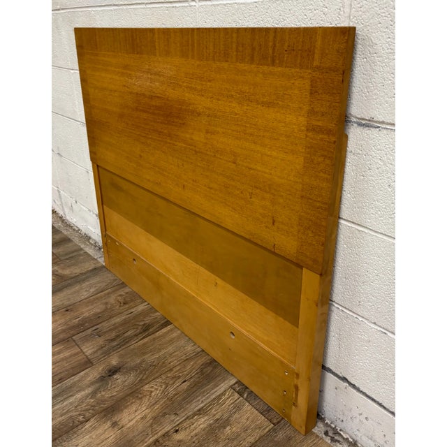 Wood Vintage Twin Size Mid Century Modern MCM Inlaid Border Headboard For Sale - Image 7 of 9