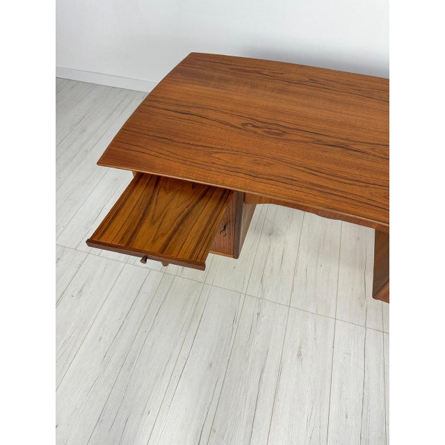 Mid-Century Danish Curved Teak Writing Desk, 1960s For Sale - Image 6 of 16