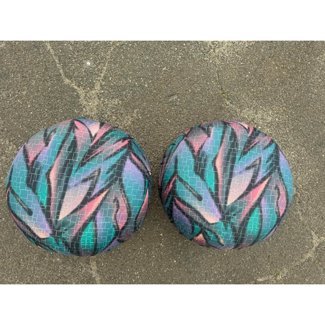 1980s 80s Post Modern Graffiti Style Ottoman Poofs by Wieman - A Pair For Sale - Image 5 of 6