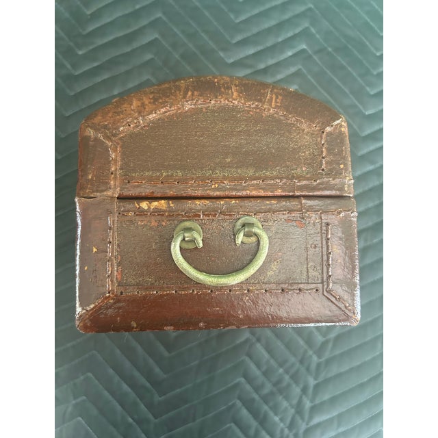 Antique Chinese Leather-Covered Wooden Document Box With Brass Hardware, Circa 1900 For Sale - Image 9 of 10