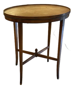 Vintage Grand Rapids Mahogany Oval Side Table With Leather