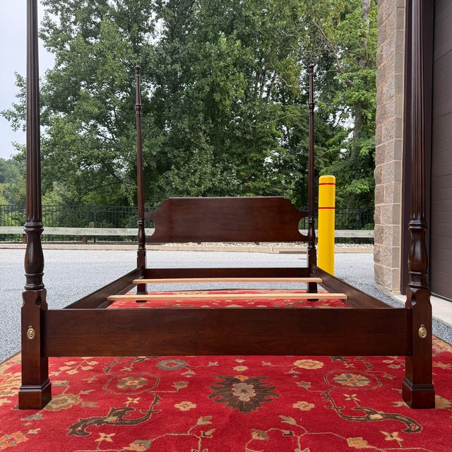 Statton Furniture Late 20th Century Statton Traditional Solid Cherry Queen Poster Bed in Cambridge Cherry For Sale - Image 4 of 15