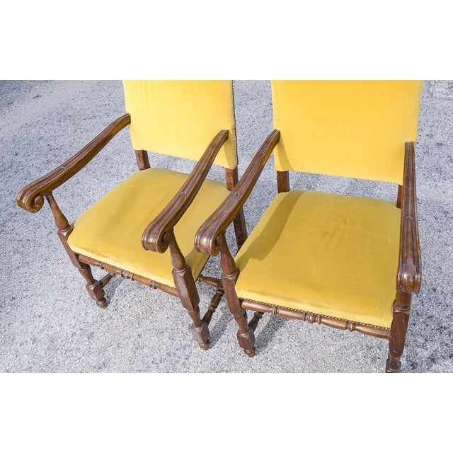 Armchairs in Carved Wood and Yellow Velvet, 1980s, Set of 2 For Sale - Image 13 of 18