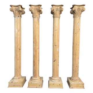 Set of Four Monumental Corinthian Style Pine Architectural Columns For Sale