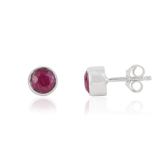 Not Yet Made - Made To Order Artisan 1.47 Ct Round Ruby Anniversary Stud Earrings in 925 Sterling Silver - A Pair For Sale - Image 5 of 12