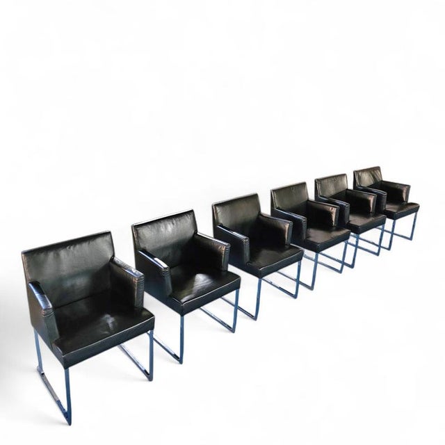 S58 Solo Chairs in Black Leather by Antonio Citterio for B&B Italia, Set of 6 For Sale - Image 17 of 17
