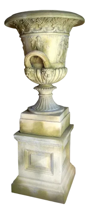 Terracota Garden Campana Urns with Pedestal Base in the style of Thomas Hope
