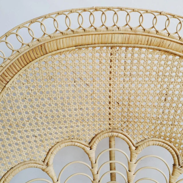 Raw Wicker Peacock Cane Back Fan Chair For Sale - Image 4 of 5