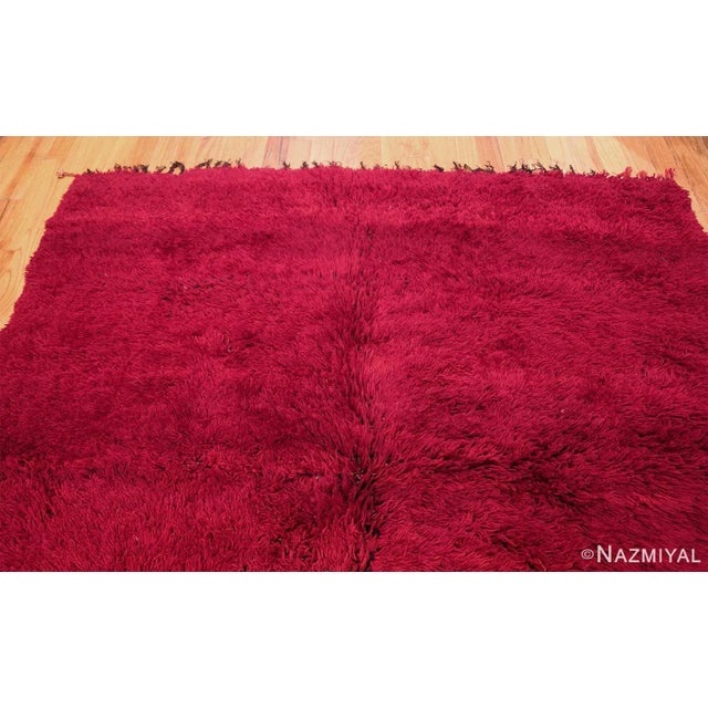 Nazmiyal Collection Vintage Double Sided Shaggy Red Moroccan Berber Rug For Sale - Image 10 of 11
