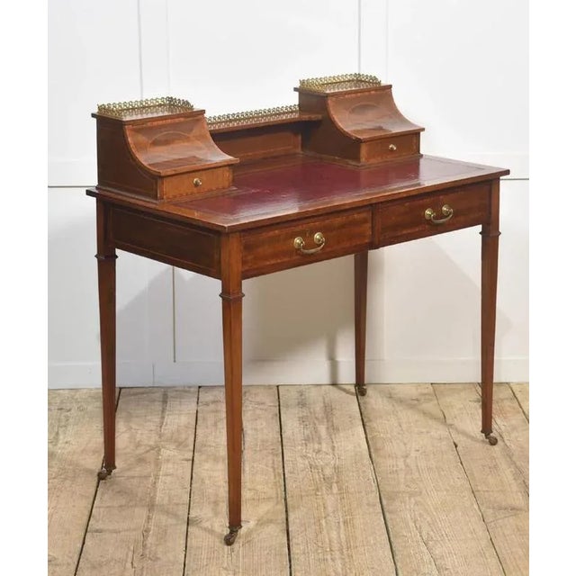Mahogany Writing Desk with Satinwood Inlay, 1890s For Sale - Image 5 of 13